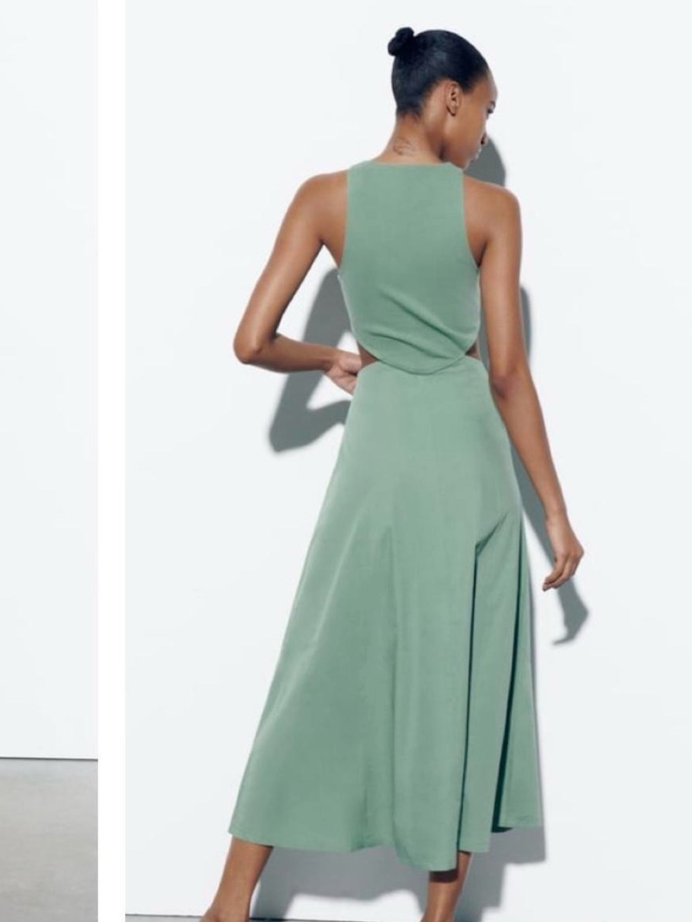 Zara Sleeveless Sage Green Midi Dress